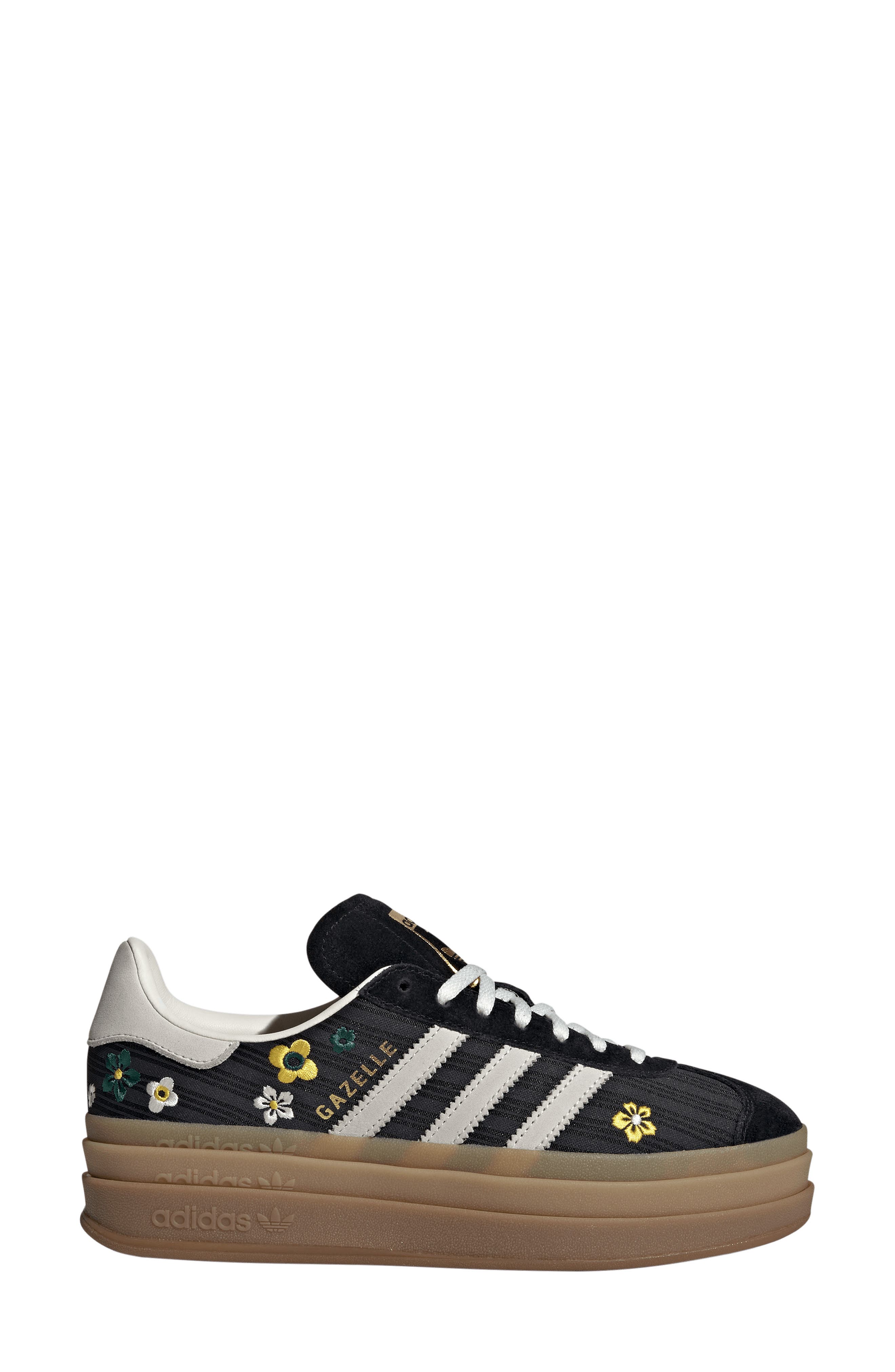adidas Gazelle Bold Platform Sneaker, Alternate, color, Black/ White/ Eqt Yellow