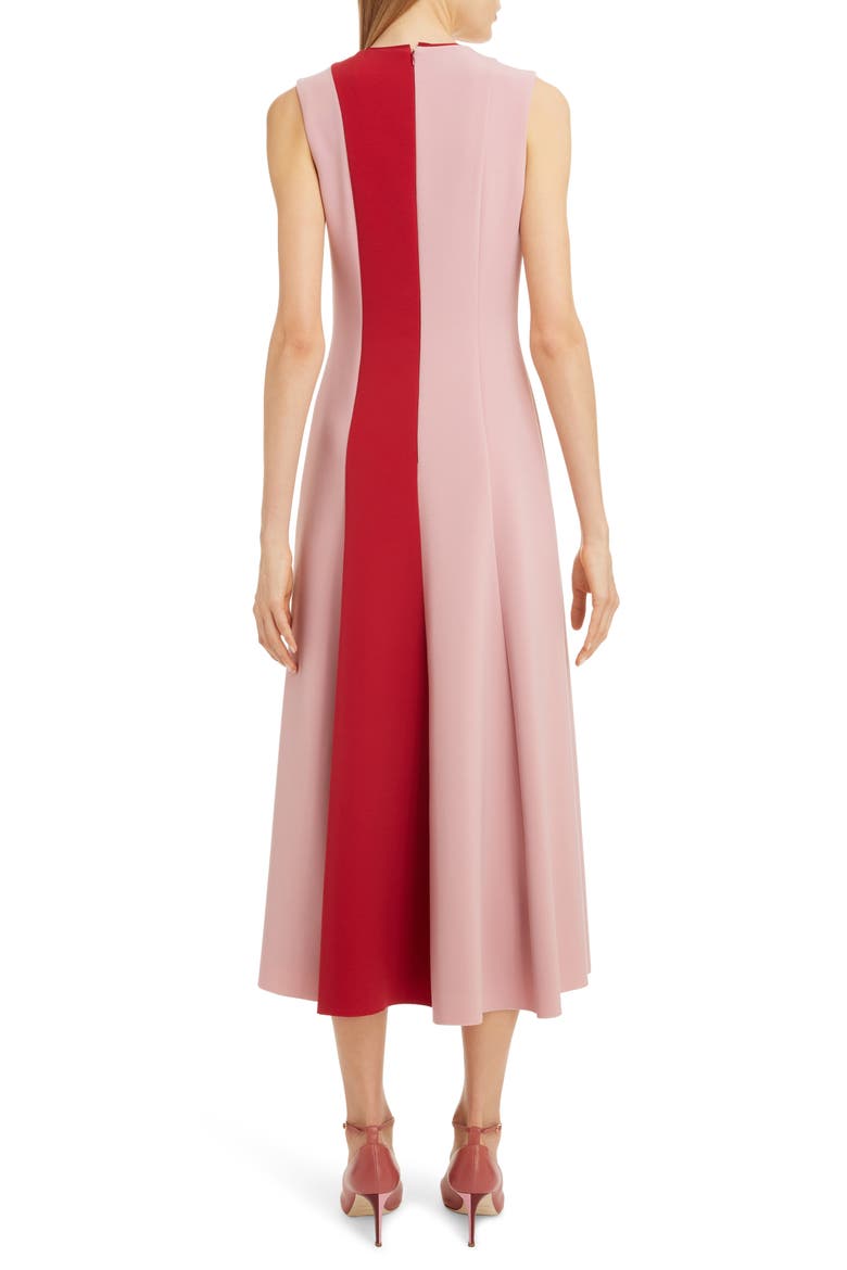 Contrast Stripe Sleeveless Midi Dress, Alternate, color, SNAPDRAGON/ AMARANTHUS
