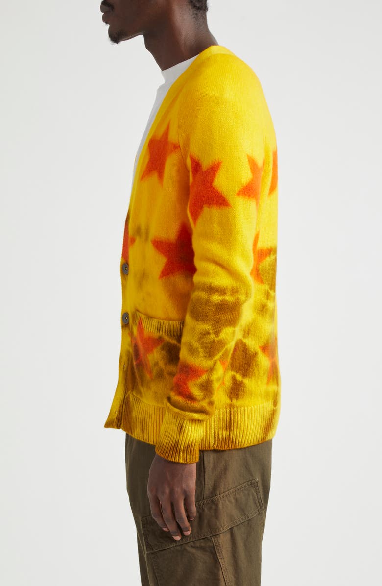 The Elder Statesman Star Sprayed Oversize Cashmere V-Neck Cardigan, Alternate, color, 