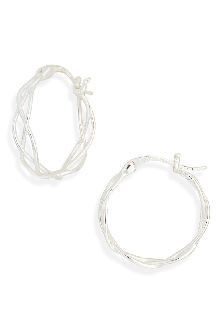 Interwoven Sterling Silver Hoop Earrings, Main, color, SILVER