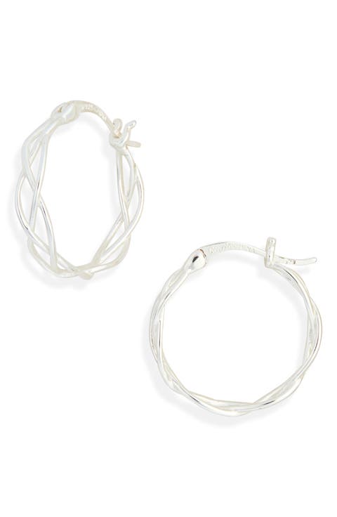 Interwoven Sterling Silver Hoop Earrings