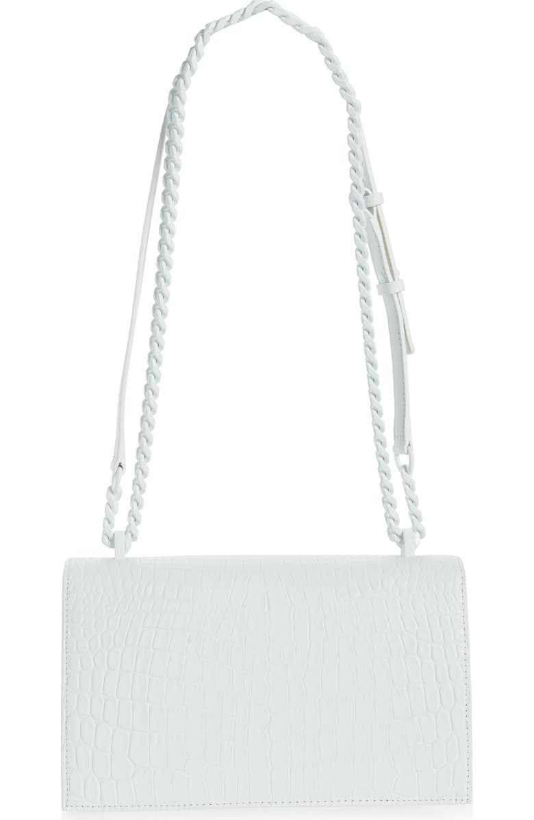 McQueen Croc Embossed Knuckle Ring Leather Shoulder Bag, Alternate, color,