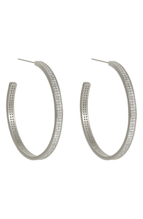 Petite Pavé Midi Hoop Earrings