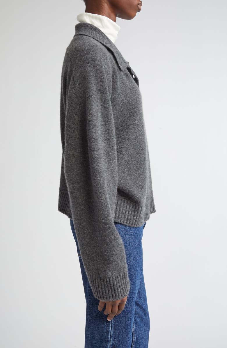 LOULOU DE SAISON Homere Cashmere Polo Sweater, Alternate, color, Anthracite Melange