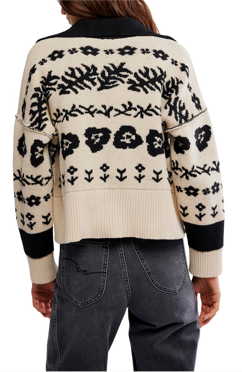 Free People Shelby Floral Jacquard Cardigan, Alternate, color, Neutral Combo