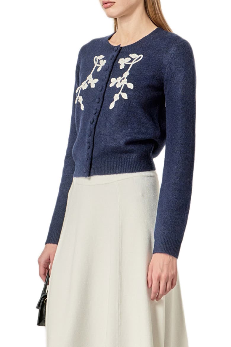 Crochet Flower Cardigan, Alternate, color, NAVY/OFF WHITE