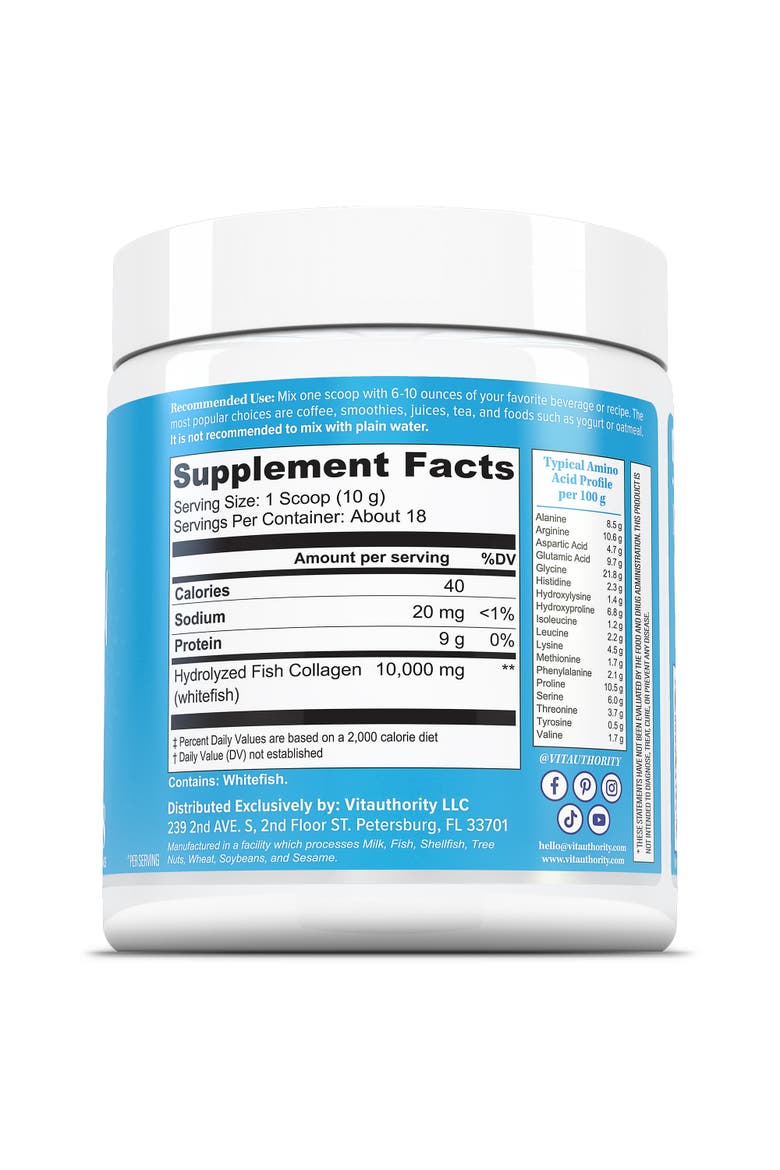 US Marine Collagen Protein Unflavored 180g Tub, Alternate, color, No Color