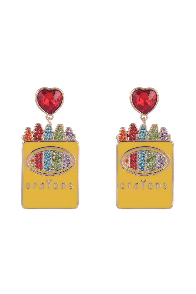 Enamel Crayon Earrings, Alternate, color, Yellow