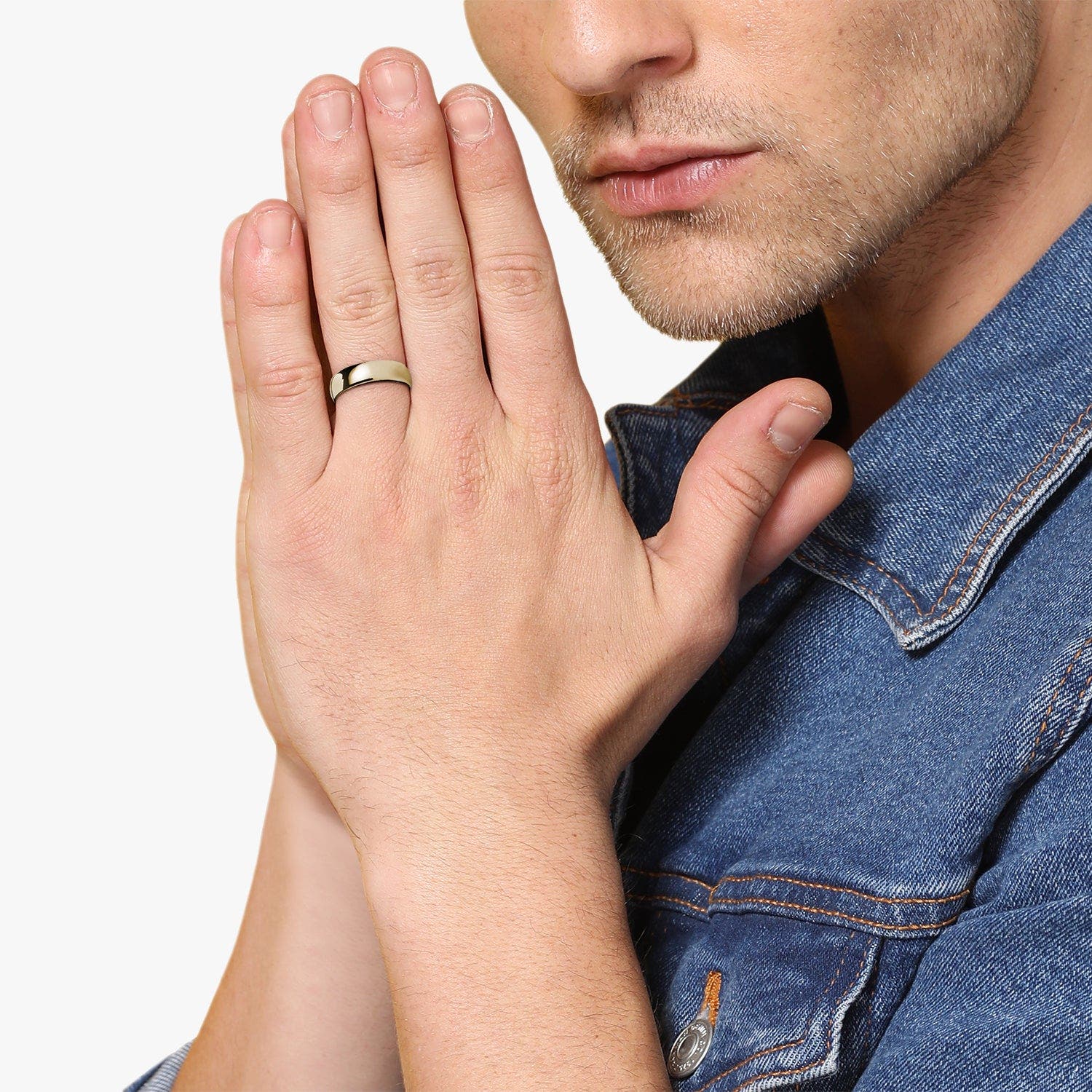 ALLUREZ Domed Gold Tungsten Wedding Band (Men) | Nordstrom