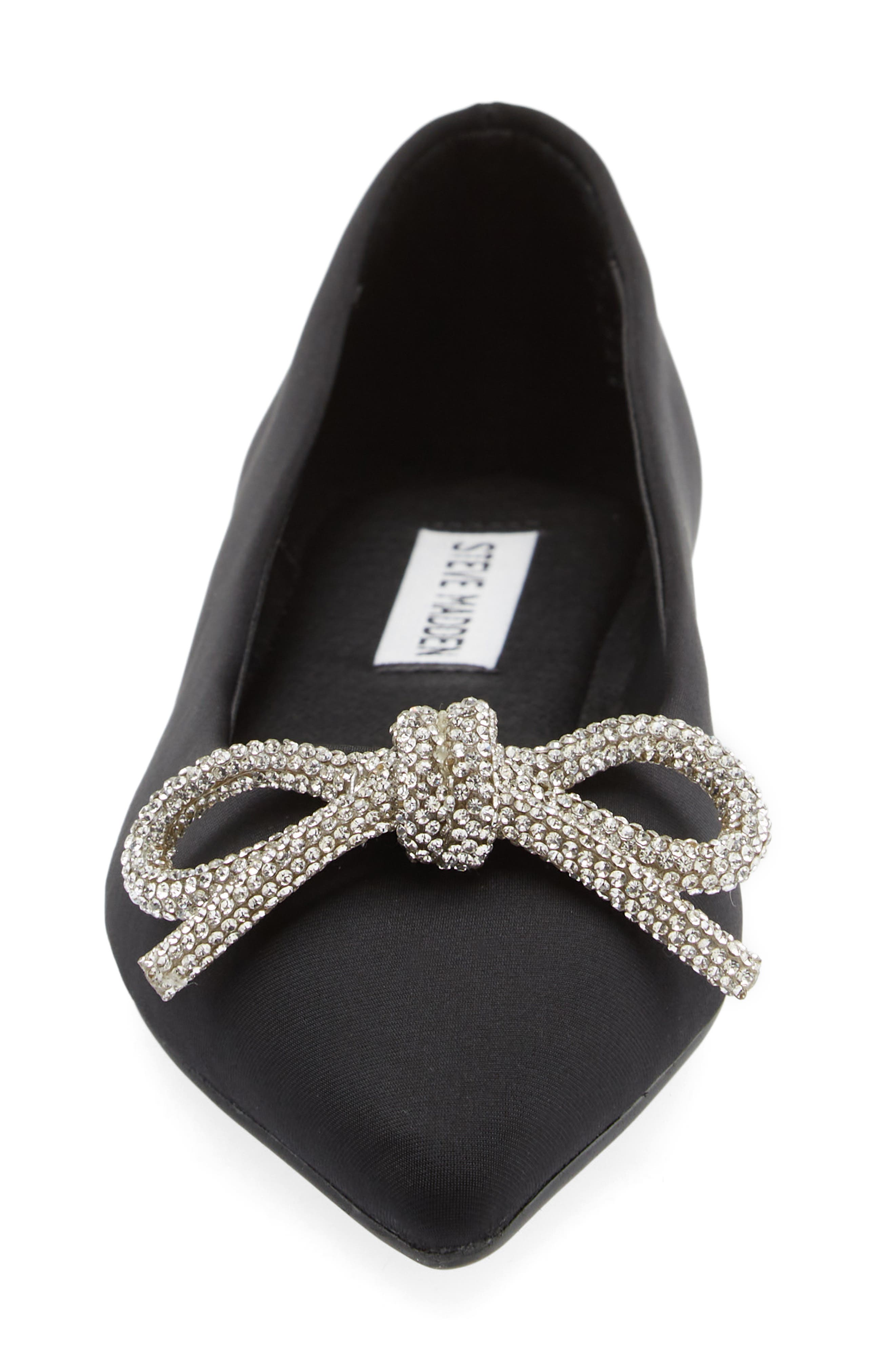 Steve Madden Elina Crystal Bow Pointed Toe Ballet Flat, Alternate, color, 