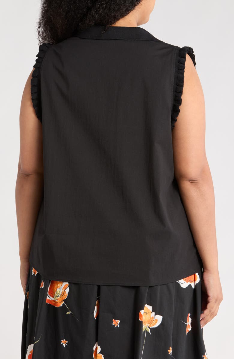 DR2 by Daniel Rainn Ruffle Cotton Blend Poplin Tank, Alternate, color, Black