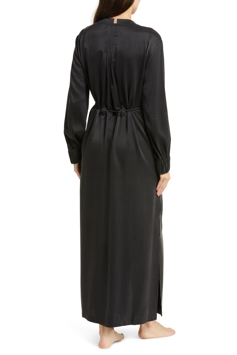 Washable Silk Long Robe, Alternate, color, IMMERSED BLACK