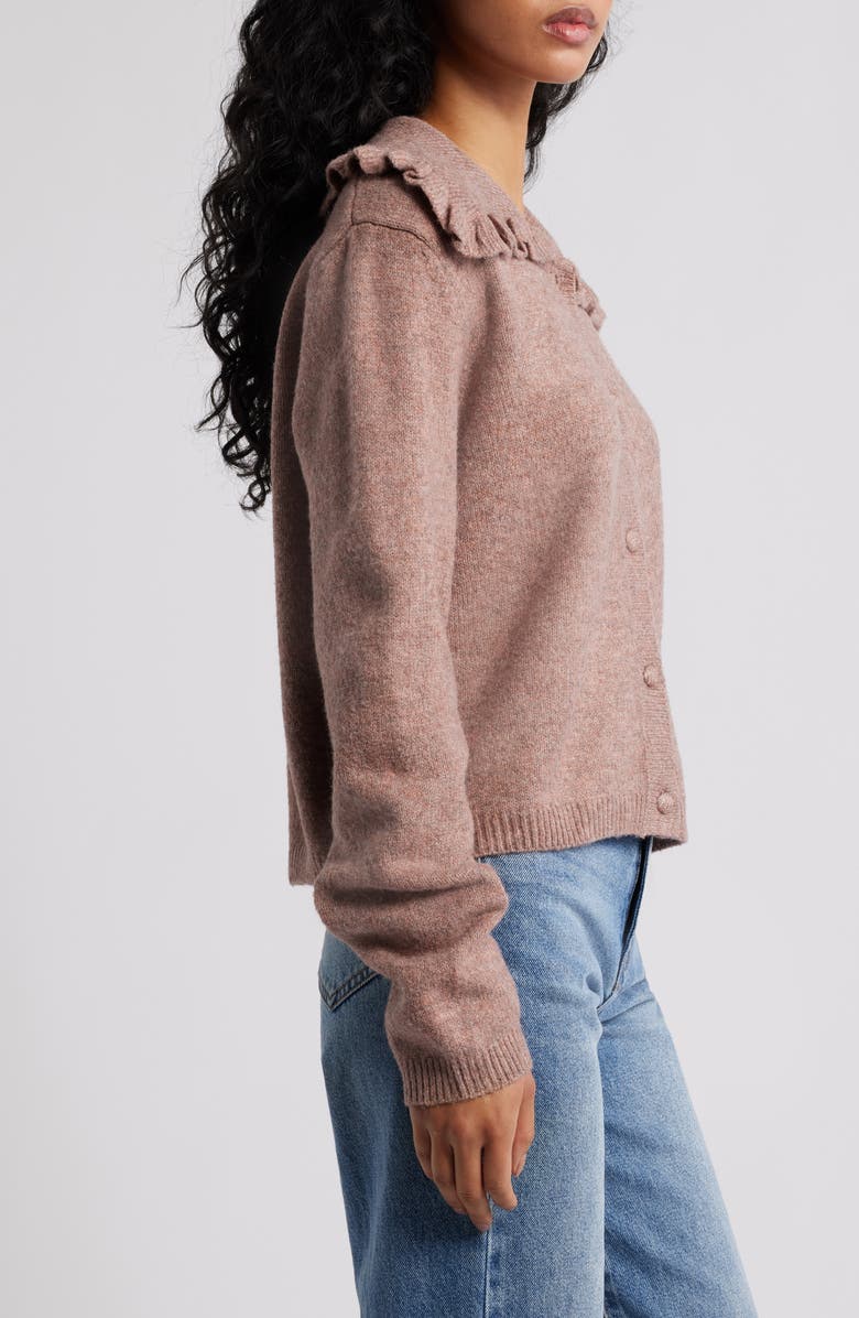 Petal & Pup Carmello Frill Collar Cardigan, Alternate, color, Mocha