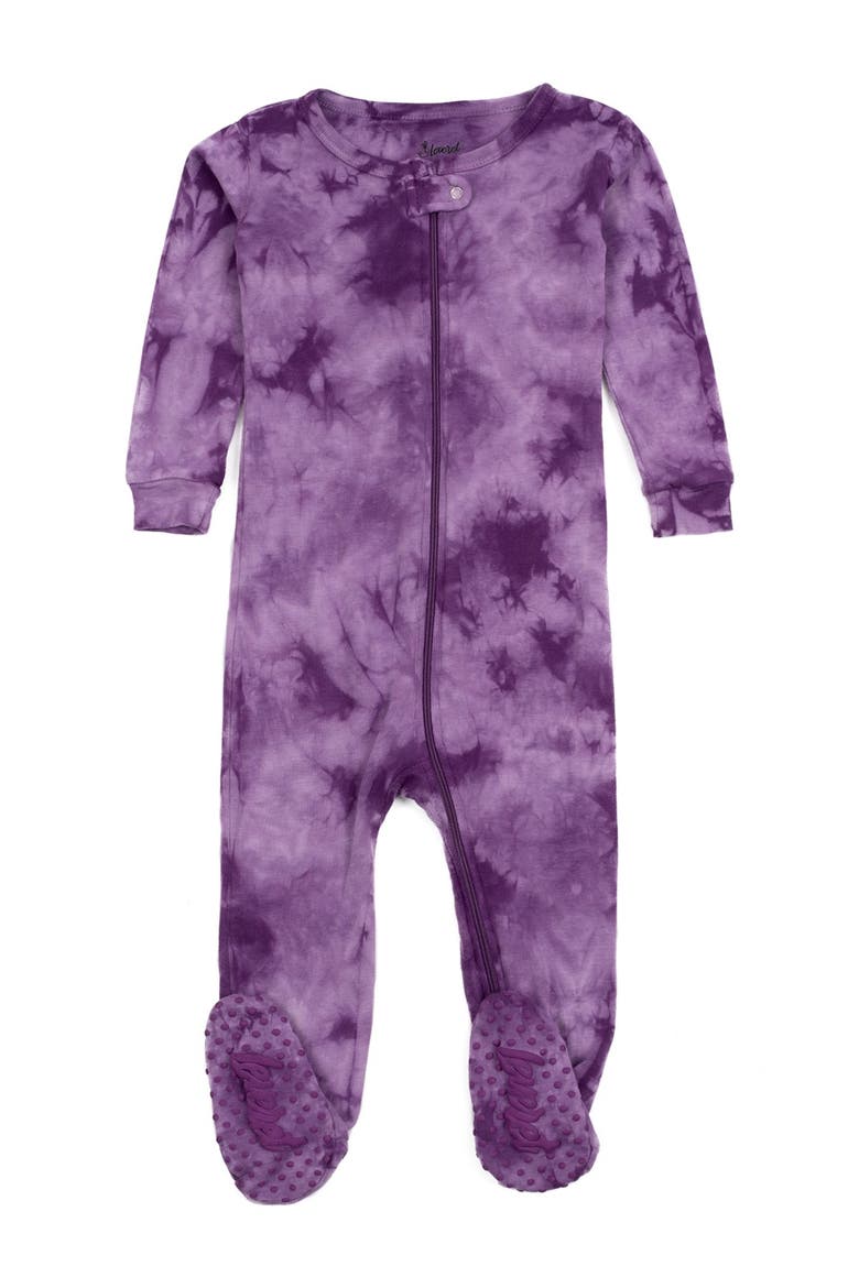 Purple Tie Dye Cotton Footed Pajamas, Main, color, PURPLE