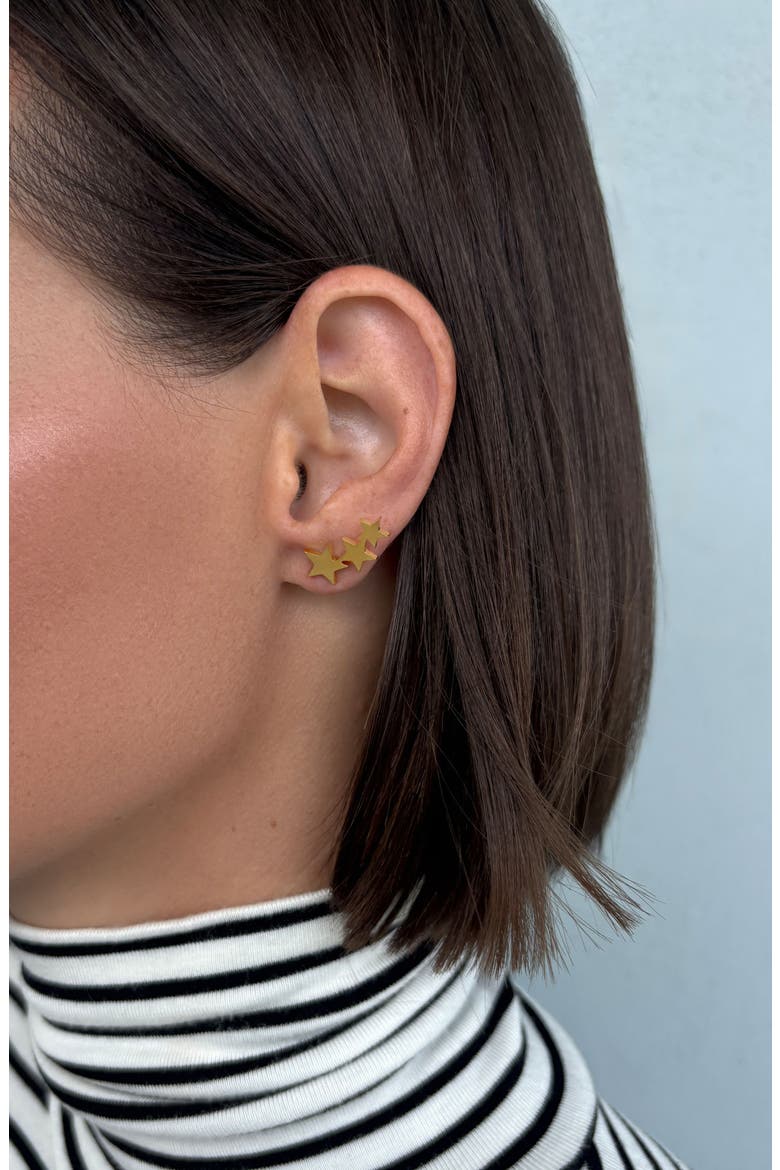 Triple Star Ear Crawlers, Alternate, color, GOLD