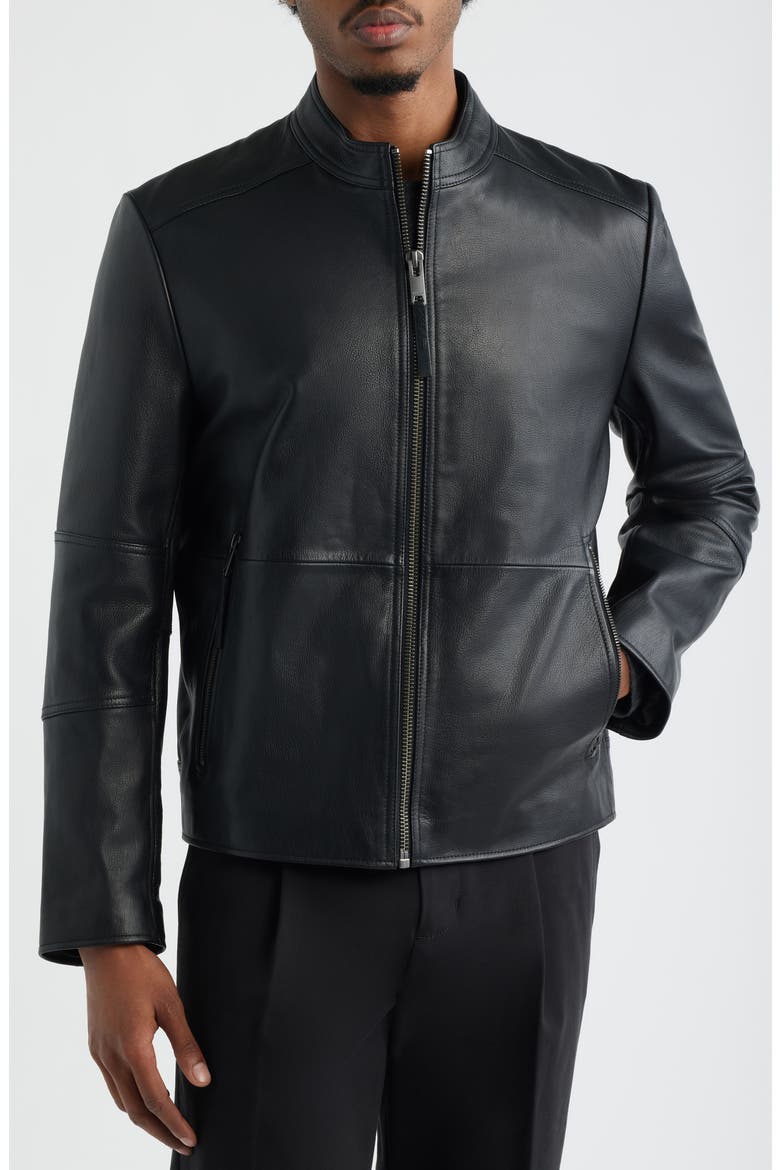 Lokis Leather Jacket, Alternate, color, BLACK