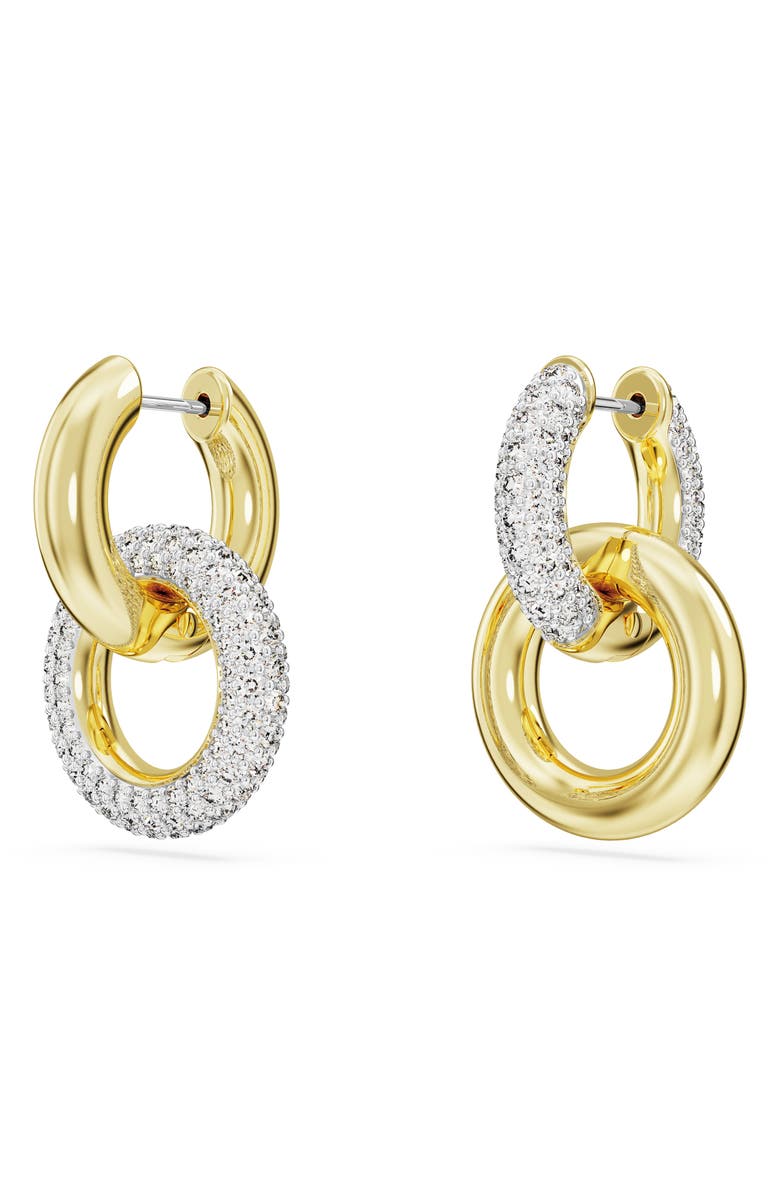 Swarovski Dextera Pavé Detachable Mismatched Hoop Drop Earrings, Alternate, color, Gold