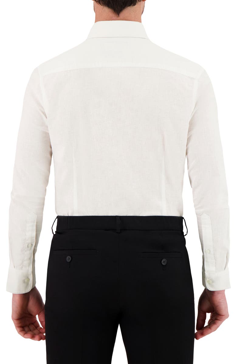 Victor Emmanuel Premium Stretch Linen & Cotton Dress Shirt, Alternate, color, White