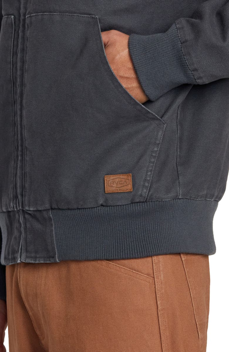 RVCA Chain Mail Hooded Canvas Jacket with Faux Shearling Lining, Alternate, color,