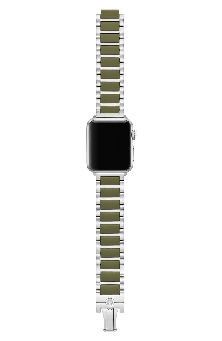 Tory Burch The Kira 18mm Apple Watch<sup>®</sup> Bracelet Watchband, Alternate, color, Green