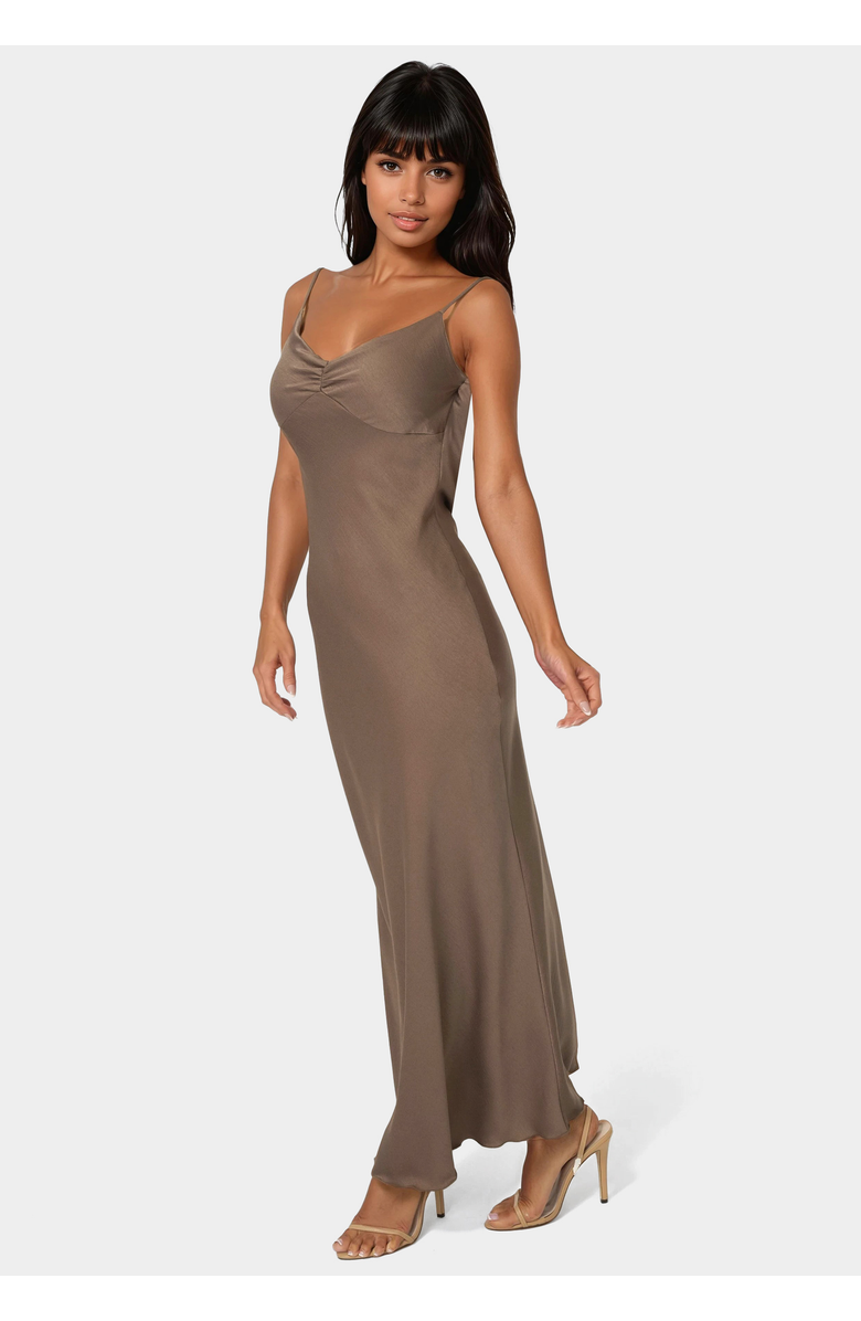 bebe Crepe Drape Back Maxi Dress, Alternate, color,