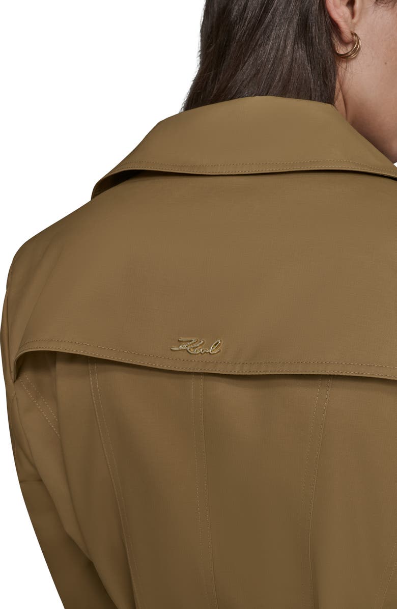 KARL LAGERFELD PARIS Double Breasted Skirted Trench Coat, Alternate, color, Khaki