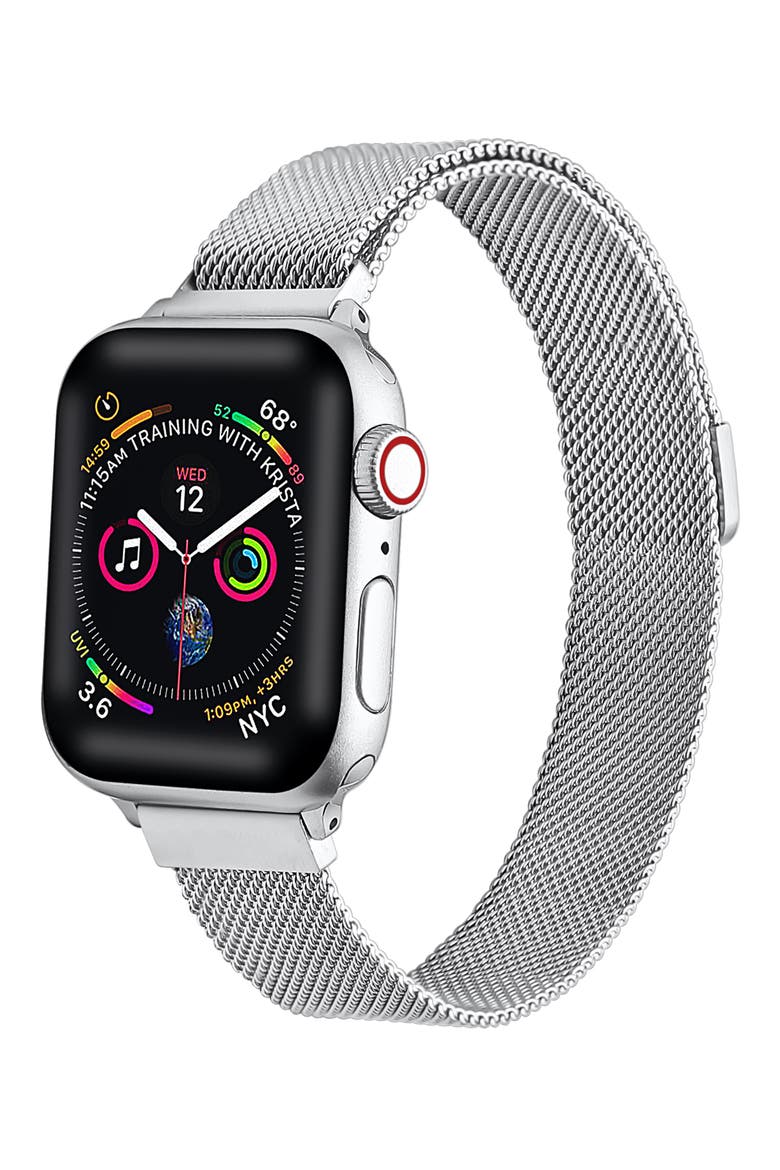 Skinny Mesh Apple Watch® Watchband, Main, color, SILVER