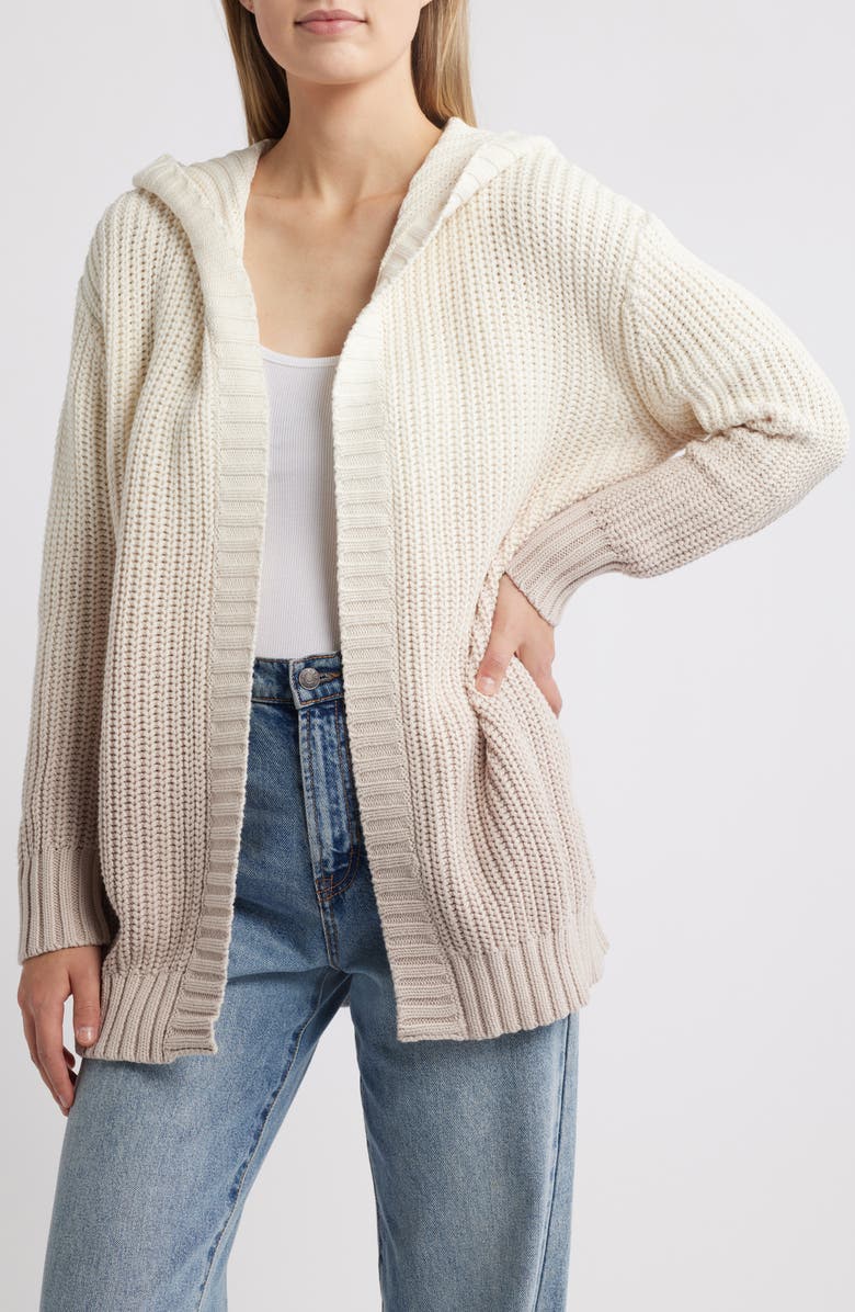 Splendid Raya Hooded Ombré Cotton Cardigan, Main, color, 