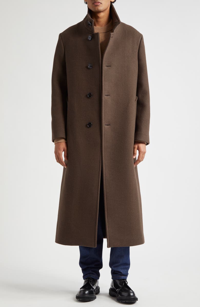 AMI PARIS High Collar Virgin Wool Coat, Main, color,