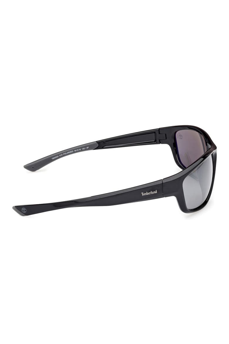 64mm Sunglasses, Alternate, color, SHINY BLACK / SMOKE POLARIZED
