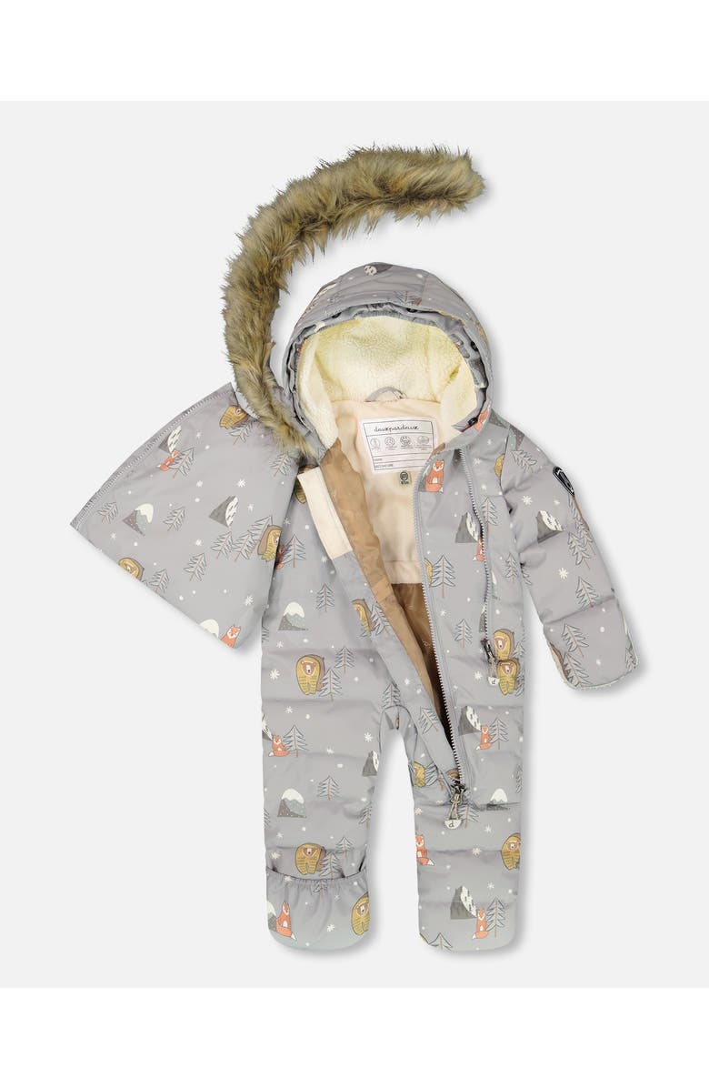 Deux par Deux One-Piece Snug Snowsuit Designed for Car Seat Bear, Alternate, color, Gray