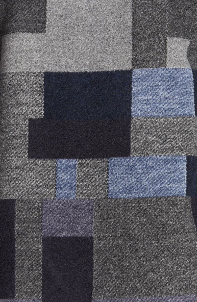 Tahari Patchwork Print Wool Blend Bell Sleeve Cape, Alternate, color,