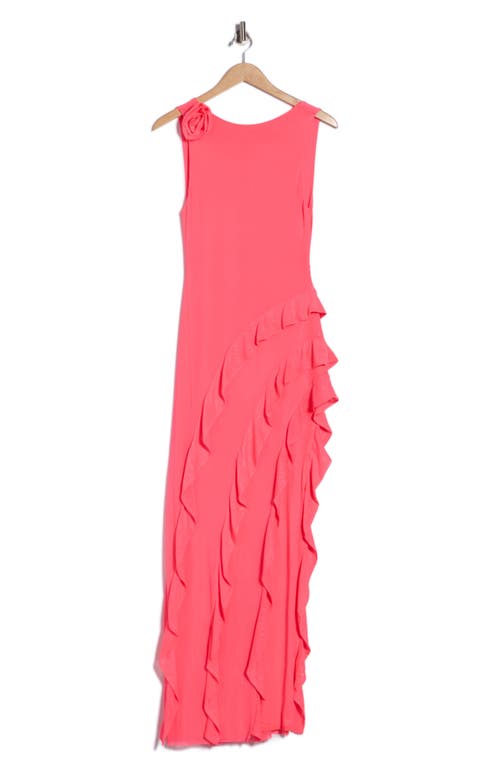 Afrm Los Angeles Airess Ruffle Maxi Dress In Pink