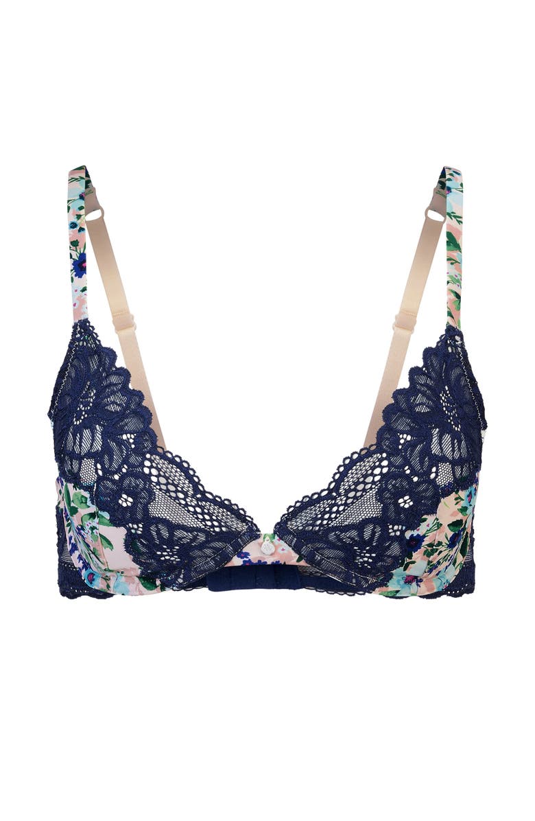 Adore Me Aleena Unlined Plunge Bra, Alternate, color, Floral White
