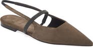 Brunello Cucinelli Monili Pointed Toe Slingback Flat