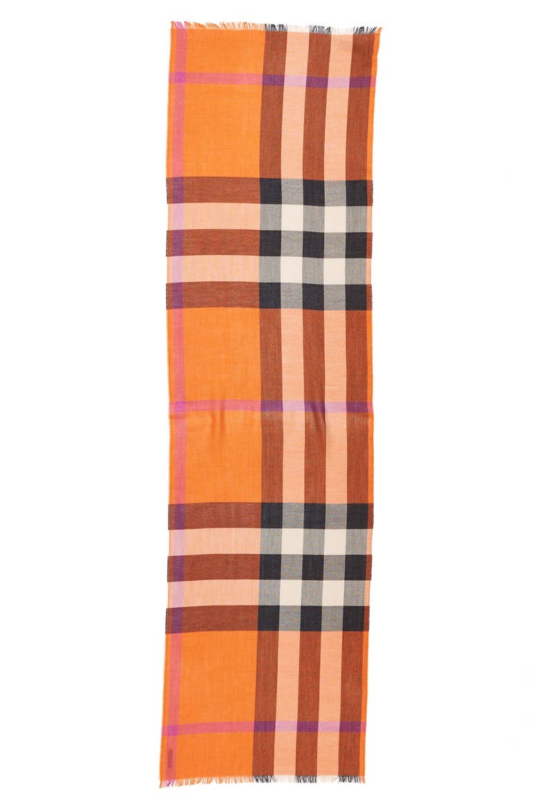 Check Scarf, Alternate, color, VIBRANT ORANGE