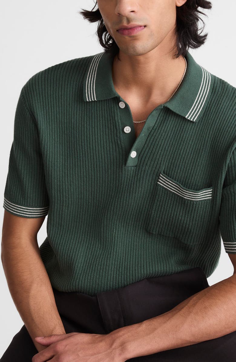 Madewell Tipped Sweater Polo, Alternate, color, Botanical Green