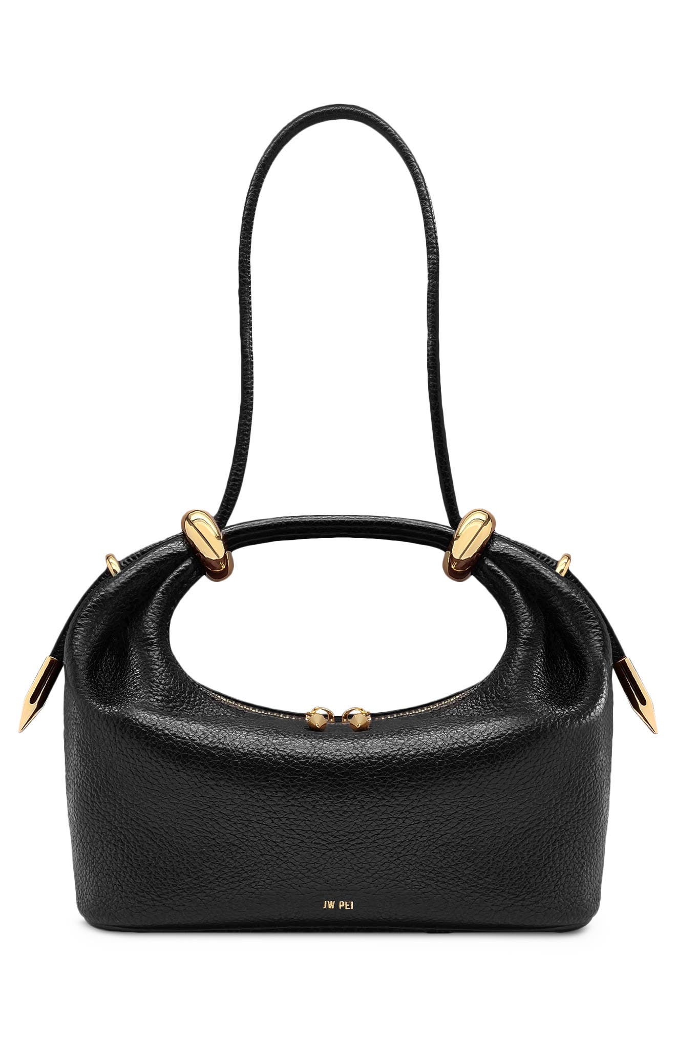 JW PEI Ellie Metal Ring Clutch, Alternate, color, Black