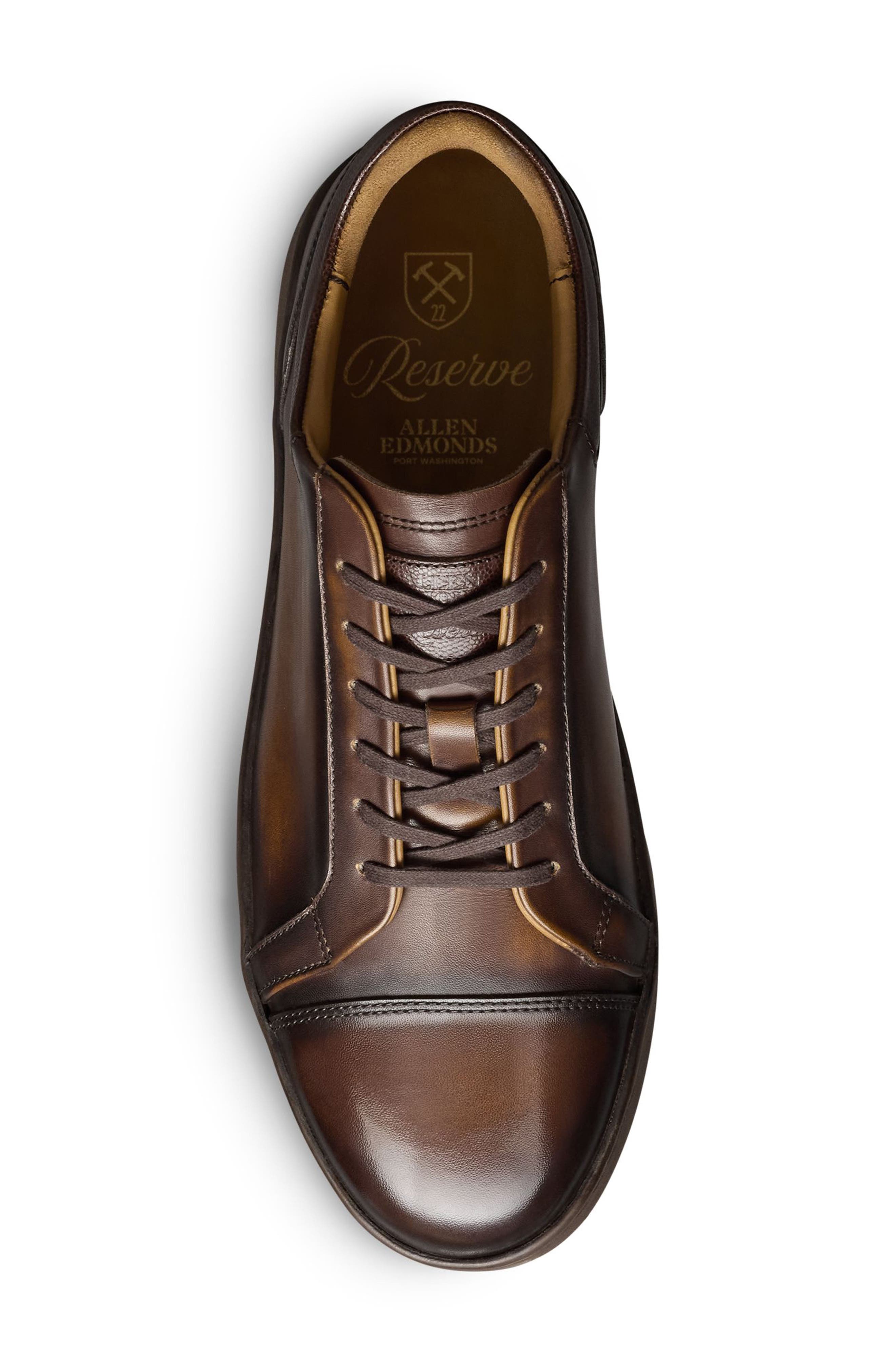 Allen Edmonds Chambers Croc Embossed Cap Toe Sneaker, Alternate, color, Coffee