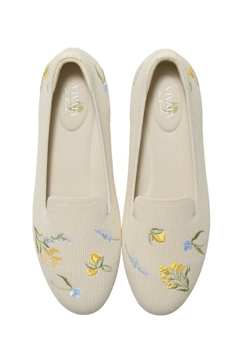 Audrey Round-Toe Embroidered Loafers
