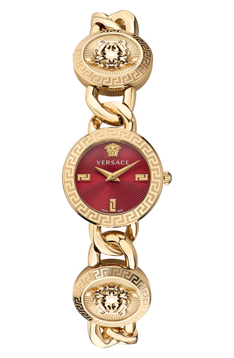 Versace Stud Icon Bracelet Watch, 26mm, Main, color, Gold