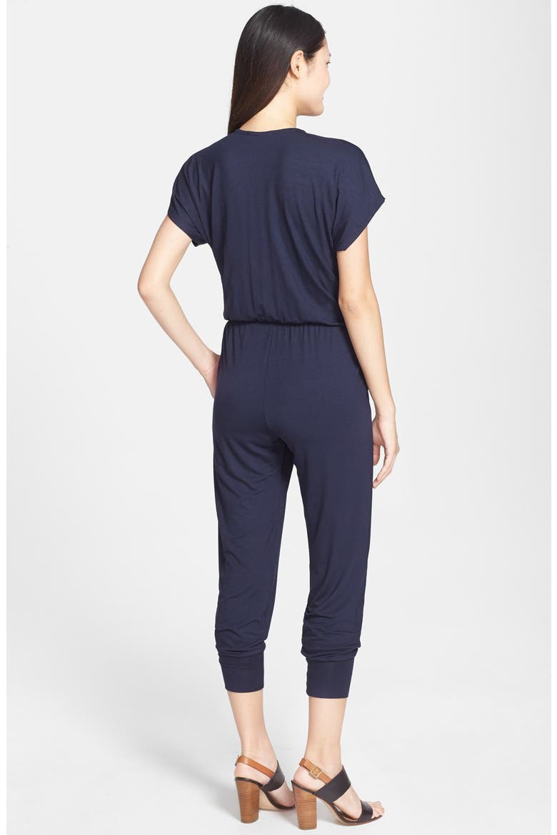 Short Sleeve Wrap Top Jumpsuit, Alternate, color, MERIDIAN