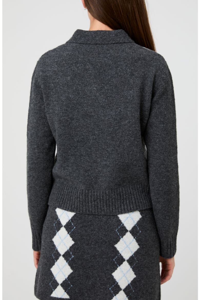 Argyle Polo Sweater, Alternate, color, GRY/WHT/CA