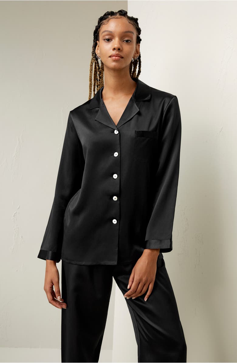 Lilysilk Full Length Silk Pajamas Set, Alternate, color, Black