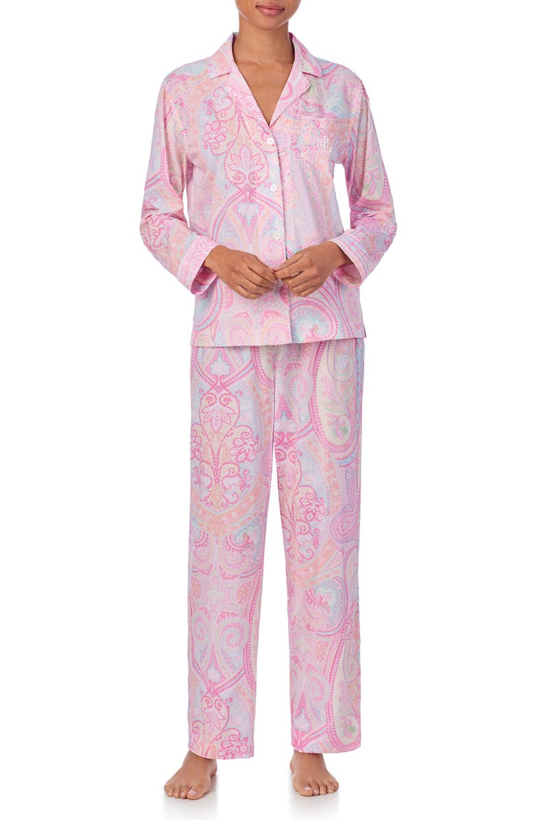 Lauren Ralph Lauren Print Cotton Blend Pajamas, Main, color,