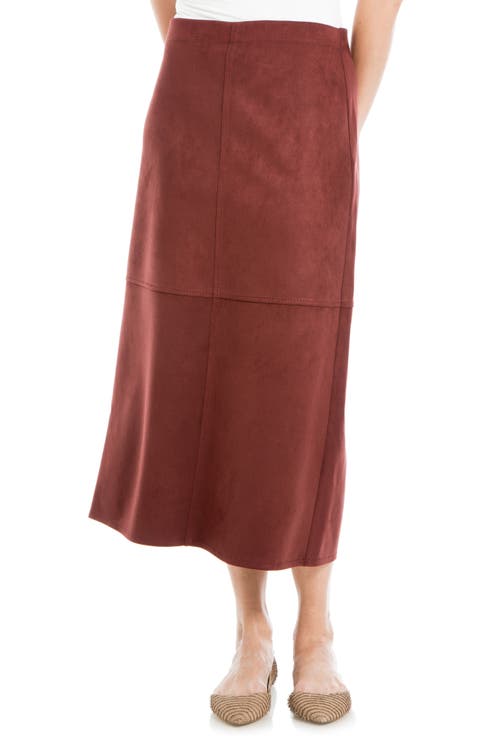 Faux Suede A-Line Midi Skirt