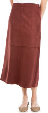 MAX STUDIO Faux Suede A-Line Midi Skirt