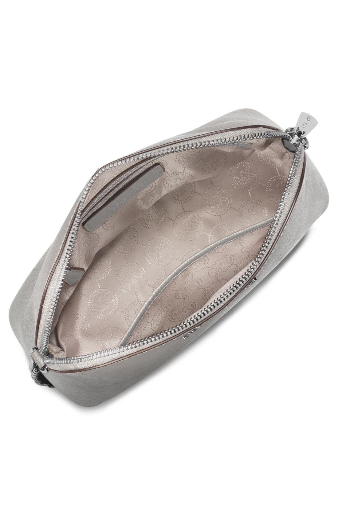 'Large Cindy' Saffiano Leather Crossbody Bag, Alternate, color, PEARL GREY