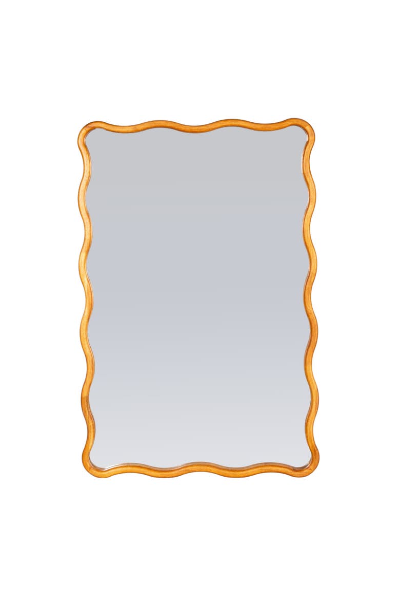 Wavy Mirror with Scalloped Frame, Alternate, color, Natural