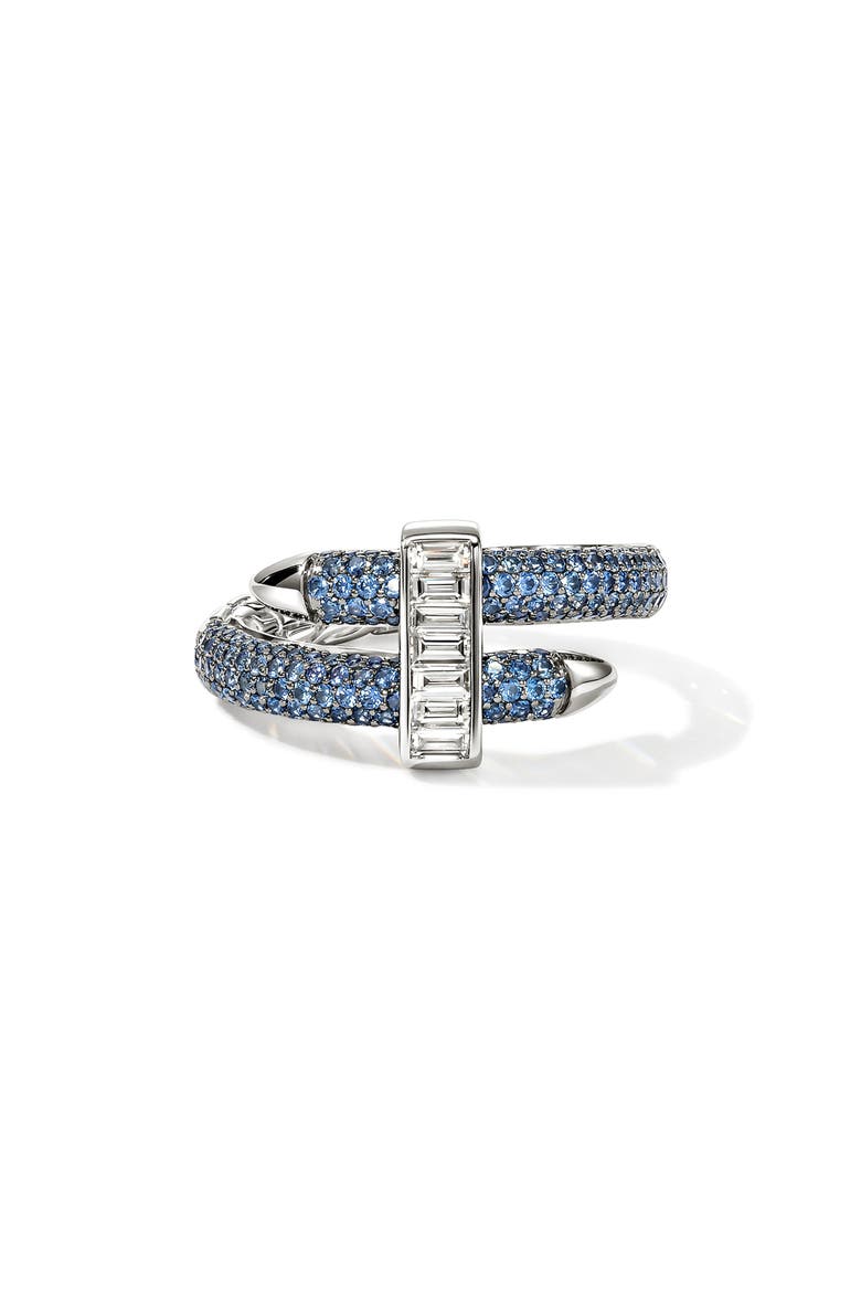 Artisan Series 18k White Gold Diamond & Sapphire Spear Ring, Main, color, GOLD